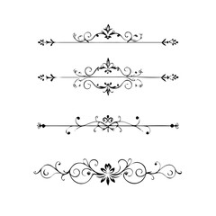 Set of Vintage decorative lines. text dividers. Line border. Lines separators, Borders, Vintage dividers, Underline elements. Divider set vector. Vector illustration.Line dividers. 