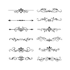 Set of Vintage decorative lines. text dividers. Line border. Lines separators, Borders, Vintage dividers, Underline elements. Divider set vector. Vector illustration.Line dividers. 