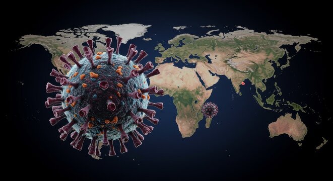 3D Rendering of Coronavirus Outbreak on World Map Pandemic Alert