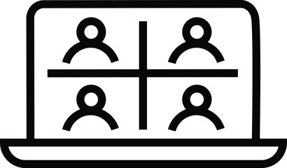 Meeting web icon line style. Conference, team, brainstorm, seminar, interview