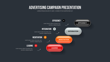 Visual Report Four Option Diagram Frame Template. Creative Insight Slideshow Layout Vector Illustration. Project Development 4 Step Infographic Presentation Design.