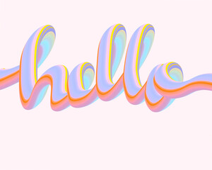 Gravity of hello with rainbow arrows textured for greeting card	or template font
