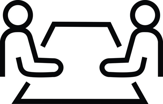 Meeting web icon line style. Conference, team, brainstorm, seminar, interview