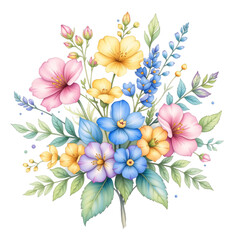 Vibrant floral arrangement nature digital illustration bright colors close-up view botanical art