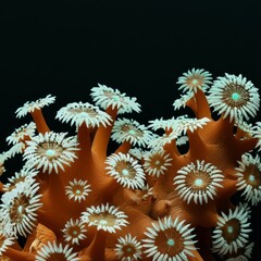 Close-up of Tubular Anemones with black background