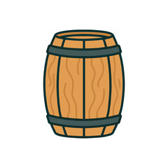 Wooden barrel icon. vector illustration
