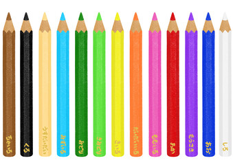 色鉛筆(色名入り)のイラスト