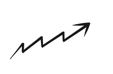 A black arrow pointing upwards on a white background