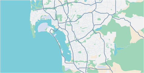 Layered editable vector illustration outline Map of San Diego,USA