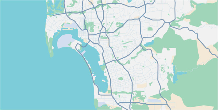 Layered editable vector illustration outline Map of San Diego,USA