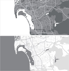 Layered editable vector illustration outline Map of San Diego,USA