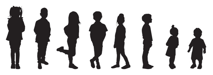 children silhouette . Growing Up: Silhouette Moments . Playful Child Silhouettes .  boy and girl . eps 10 