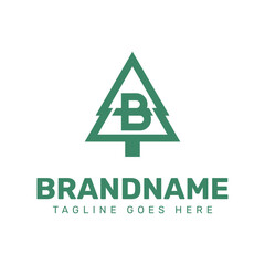 Letter B Pine Tree Logo, symbolizing nature, growth, and environmental harmony