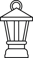 Lantern Silhouette: A simple line drawing showcases a detailed lantern, offering a touch of classic charm with a minimalist design, emphasizing form and functionality.