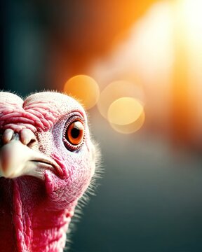 Closeup Portrait of a Turkey's Head