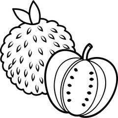 Breadfruit Apple line art vector