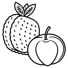 Breadfruit Apple line art vector