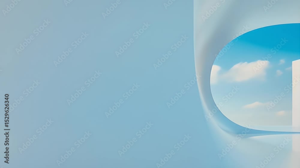Poster abstract minimalist architecture with white curved walls sky and clouds in the background creates a 