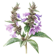 A Woundwort Bouquet, watercolor drawing vector, high quality, isolated on a white background.