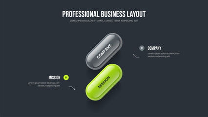 Consulting Growth Two Step Diagram Presentation Template. Advertising Forecast 2 Option Infographic Slide Design. Digital Innovation Slideshow Layout Vector Illustration.
