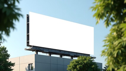 Fototapeta premium Blank Billboard Against a Partly Cloudy Sky, Perfect for Mockups