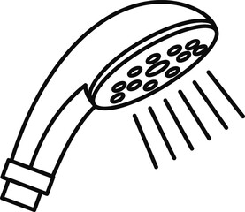 Shower Head Icon: A simple line drawing of a shower head with water spraying out. Perfect for web design, app icons, or any project that needs a clean, modern showerhead graphic.
