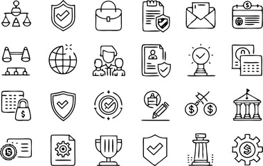 Cyber security line icons set. Black vector illustration. Editable stroke.