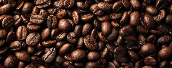 Naklejka premium Rich roasted coffee beans create warm and inviting atmosphere