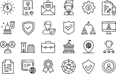 Cyber security line icons set. Black vector illustration. Editable stroke.