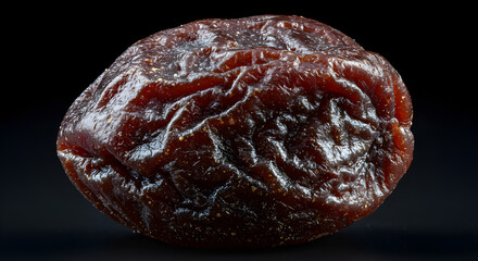 Naklejka premium Spicy red pepper and sweet dried fruit on a black background