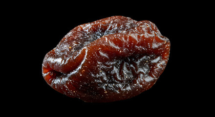 Naklejka premium Red hot chili pepper isolated on black with dried sweet brown dates and healthy fruit