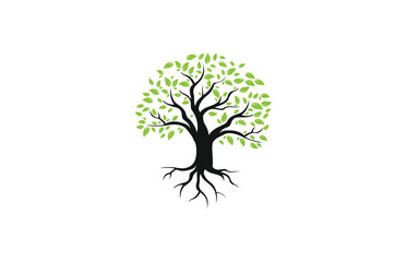 Tree and roots  illustration. Tree of life logo design inspiration