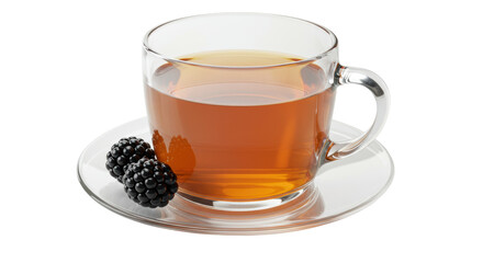 Isolated Cup of Tea with Blackberries