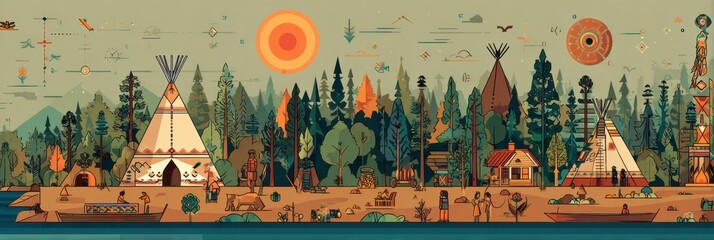 Infographic Illustrating Mental Health Challenges and Resources in Indigenous Communities Across North America