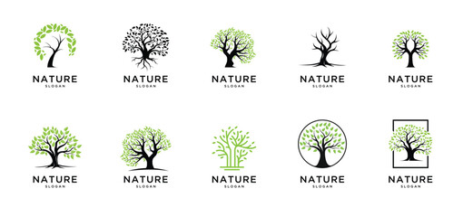 Creative tree logo design collections vector template 