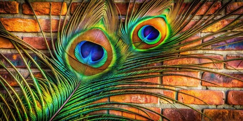Double exposure creates a mystical peacock, a surreal and abstract fantasy bird wall art piece.