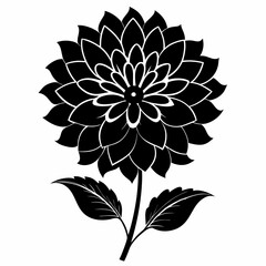 Elegant Dahlia Flower Silhouette Vector Art on White Background A Versatile Design Element for Creative Projects