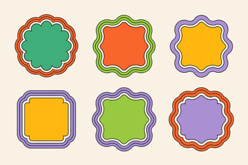 Simple badge frame collection. Bold pastel bordered templates with classic label format for handmade items  
