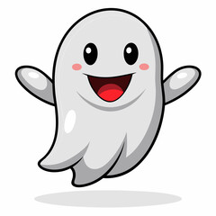Obraz premium a cute and friendly cartoon ghost with bright