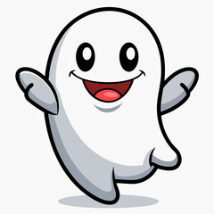 a cute and friendly cartoon ghost with bright