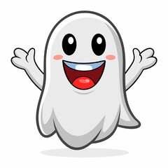 a cute and friendly cartoon ghost with bright