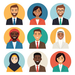 set of business people