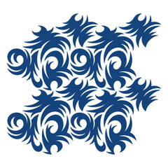 Abstract Blue Swirls and Flames Pattern