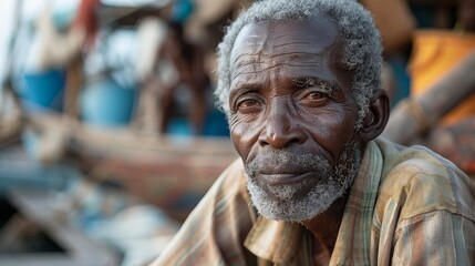 An evocative portrait of an elder man with graying hair, capturing his wisdom and experience against a vibrant background, showcasing the beauty of age and life's journey.