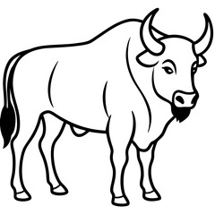 Buffalo line art vector