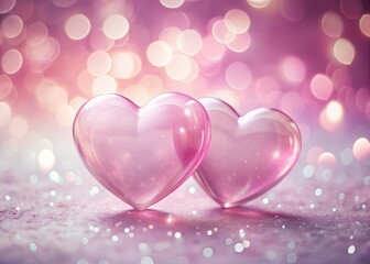 Double exposure photography: pink hearts bloom against a romantic backdrop, a surreal and abstract love image.
