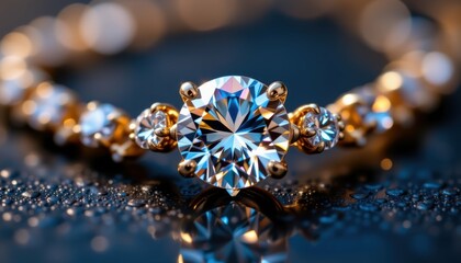 Captivating Diamond Ring Jewelry Showcase Elegant Display Luxurious Setting Close-Up View