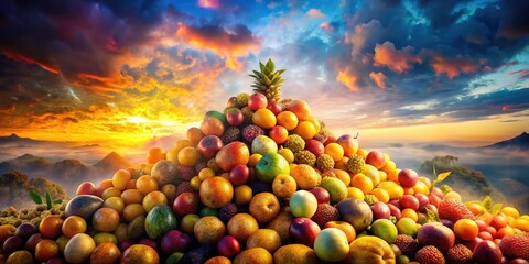 Double exposure photography transforms a pile of fresh Pithecellobium Dulce into surreal Makamtet fruit art.