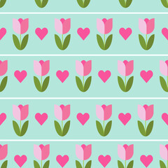 Floral Love Minimalist Geometric Mid Mod Seamless Pattern