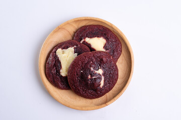 Red Velvet cream cheese Cookies, Soft Cookie on plate